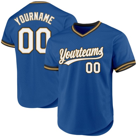 Maglia da baseball autentica oro-nera, blu, retrò, personalizzata Maglia da baseball autentica oro-nera, blu, retrò, personalizzata