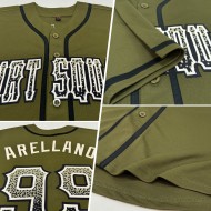 Salute Olive Drift Service Custom Fashion Authentic Black-Cream Jersey To Baseball