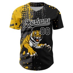 Baseball Animal Authentic Yellow-White Custom Design Black Pattern Jersey 3D Tiger Baseball Animal Authentic Yellow-White Custom Design Black Pattern Jersey 3D Tiger