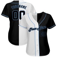 White-Black Split Authentic Jersey Light Custom Baseball Blue Fashion White-Black Split Authentic Jersey Light Custom Baseball Blue Fashion
