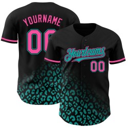 Print Pink-Aqua Design Fade Black Pattern 3D Fashion Jersey Authentic Custom Baseball Leopard