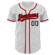 Jersey Black Red Baseball Custom Pinstripe Authentic White Jersey Black Red Baseball Custom Pinstripe Authentic White