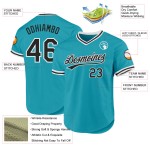 Maglia da baseball autentica personalizzata, nera e bianca, stile retrò, verde acqua Maglia da baseball autentica personalizzata, nera e bianca, stile retrò, verde acqua
