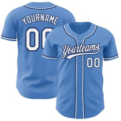 Custom White-Navy Authentic Jersey Blue Powder Baseball