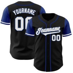 Jersey Authentic Baseball Custom Two Black White-Royal Tone