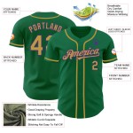 Maglia da baseball personalizzata Old Kelly autentica, verde, oro-viola Maglia da baseball personalizzata Old Kelly autentica, verde, oro-viola
