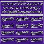 Maglia da baseball personalizzata autentica viola, nera e grigia, stile retrò Maglia da baseball personalizzata autentica viola, nera e grigia, stile retrò
