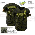 Maglia da baseball con motivo personalizzato Lines Neon 3D, design autentico, nero e giallo, curva Maglia da baseball con motivo personalizzato Lines Neon 3D, design autentico, nero e giallo, curva
