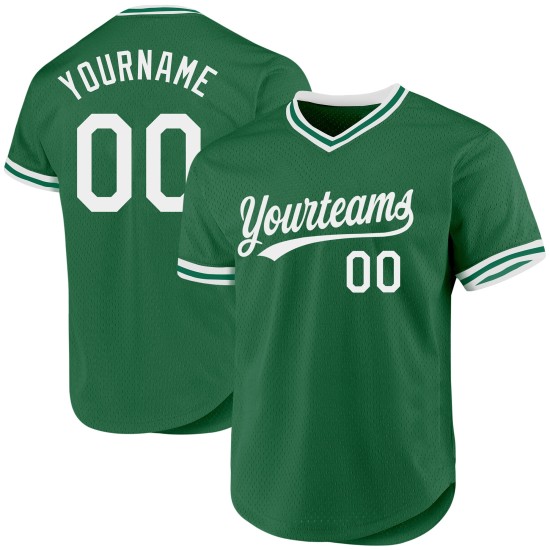 Maglia da baseball autentica verde bianca Kelly personalizzata retrò Maglia da baseball autentica verde bianca Kelly personalizzata retrò
