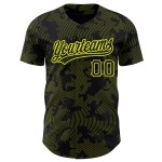Maglia da baseball con motivo personalizzato Lines Neon 3D, design autentico, nero e giallo, curva Maglia da baseball con motivo personalizzato Lines Neon 3D, design autentico, nero e giallo, curva