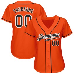 Custom Jersey Authentic Black-White Orange Baseball Custom Jersey Authentic Black-White Orange Baseball