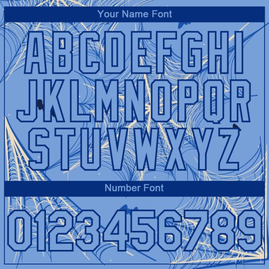 Maglia da baseball con motivo a ragno luminoso personalizzato blu 3D, modello autentico color crema-blu Maglia da baseball con motivo a ragno luminoso personalizzato blu 3D, modello autentico color crema-blu