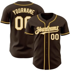 Maglia da baseball personalizzata marrone oro crema-vecchia autentica