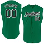 Maglia da baseball Kelly senza maniche nera e bianca personalizzata, verde Maglia da baseball Kelly senza maniche nera e bianca personalizzata, verde