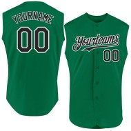 Maglia da baseball Kelly senza maniche nera e bianca personalizzata, verde