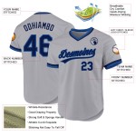 Maglia da baseball autentica personalizzata blu navy retrò grigia Maglia da baseball autentica personalizzata blu navy retrò grigia