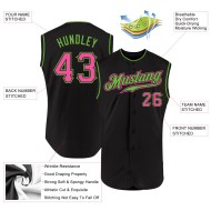 Black Jersey Baseball Green Sleeveless Authentic Custom Pink-Neon Black Jersey Baseball Green Sleeveless Authentic Custom Pink-Neon