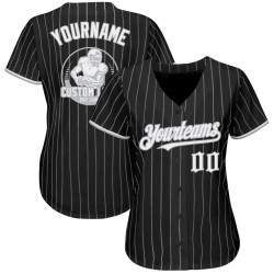 Pinstripe Baseball Jersey Black Authentic Gray White Custom