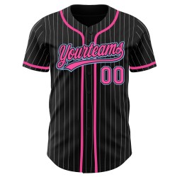 Jersey Baseball Custom White Authentic Pinstripe Blue Black Pink-Light Jersey Baseball Custom White Authentic Pinstripe Blue Black Pink-Light