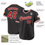 Maglia da baseball rossa e bianca personalizzata, autentica, nera Maglia da baseball rossa e bianca personalizzata, autentica, nera