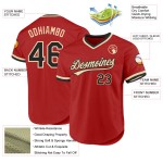 Maglia da baseball personalizzata autentica, rossa, nera e crema, stile retrò Maglia da baseball personalizzata autentica, rossa, nera e crema, stile retrò