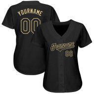 Authentic Black Baseball Jersey Custom Gold Black-Vegas