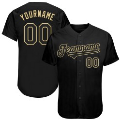 Authentic Black Baseball Jersey Custom Gold Black-Vegas
