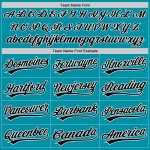 Maglia da baseball autentica personalizzata, nera e bianca, stile retrò, verde acqua Maglia da baseball autentica personalizzata, nera e bianca, stile retrò, verde acqua