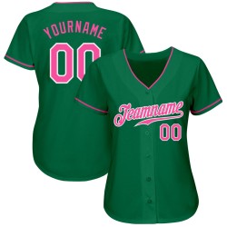 Authentic Jersey Custom Green Baseball Kelly Pink-White Authentic Jersey Custom Green Baseball Kelly Pink-White